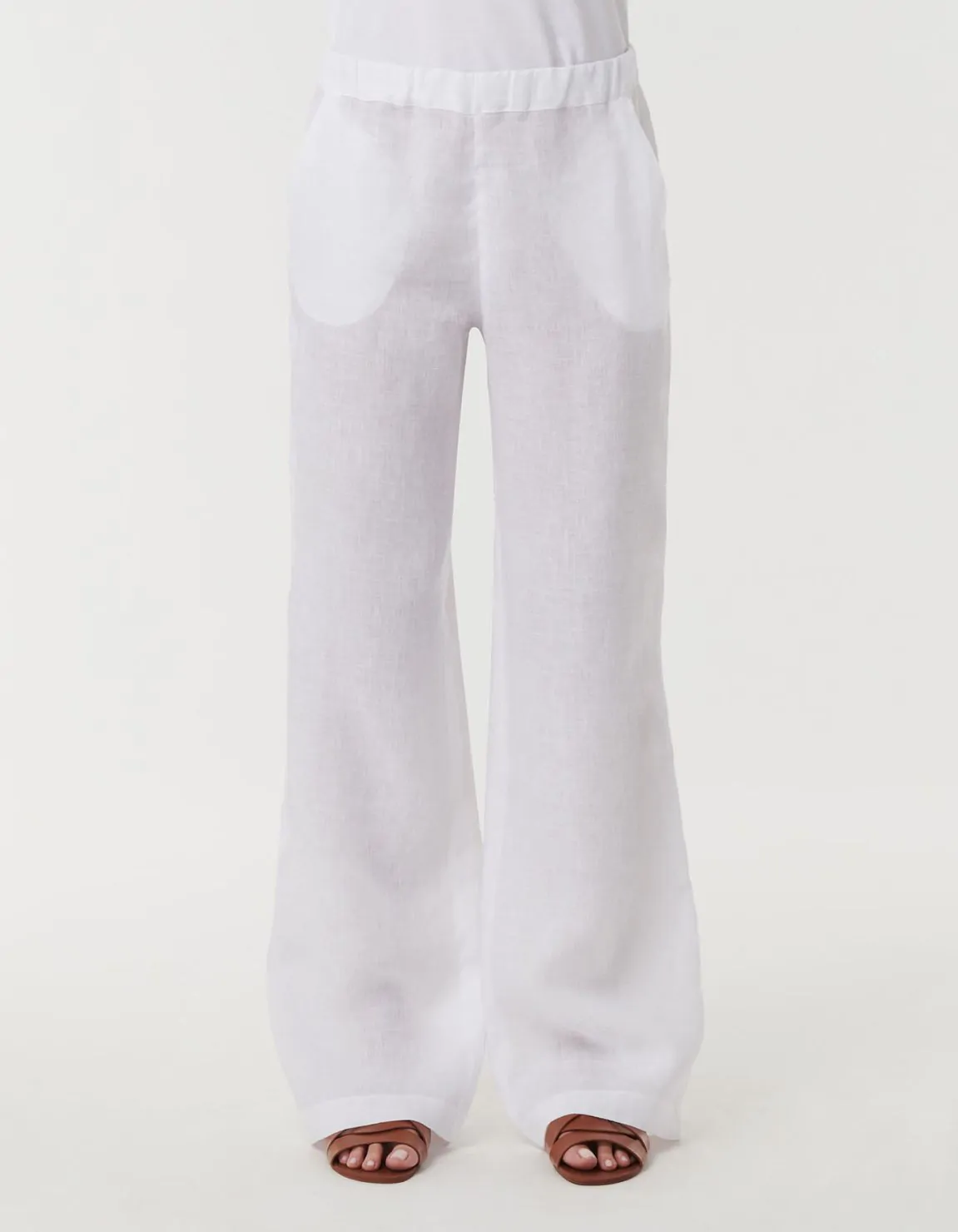 Xacus Pantalone Bianco Lino Tinta Unita