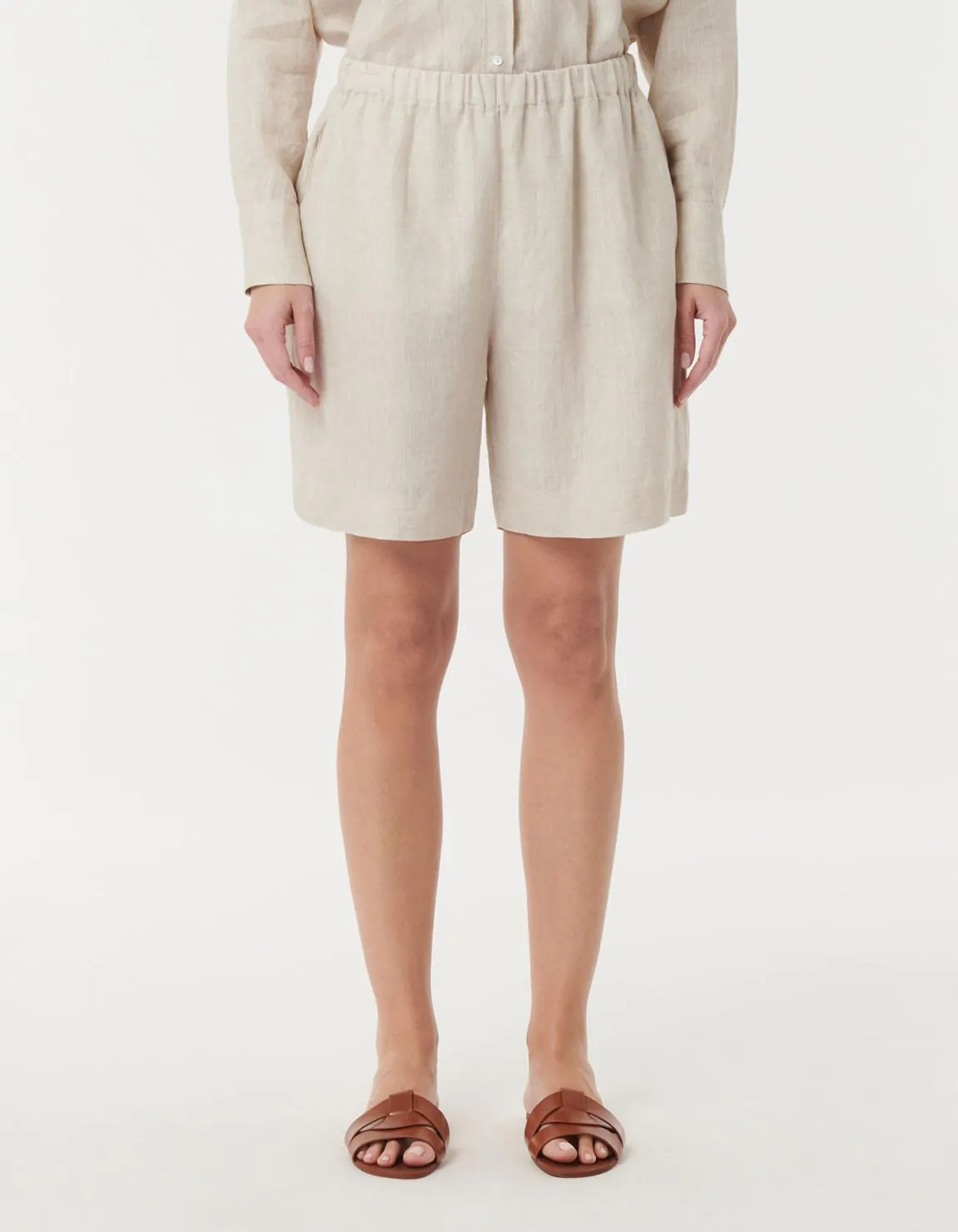 Xacus Pantalone Sabbia Lino Tinta Unita