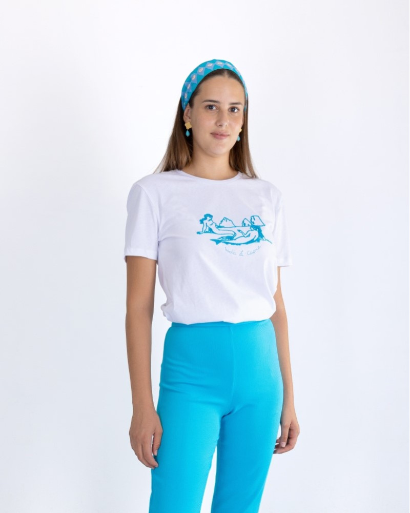 Y'am Capri Sirene Di Capri Embroidered T-shirt Donna