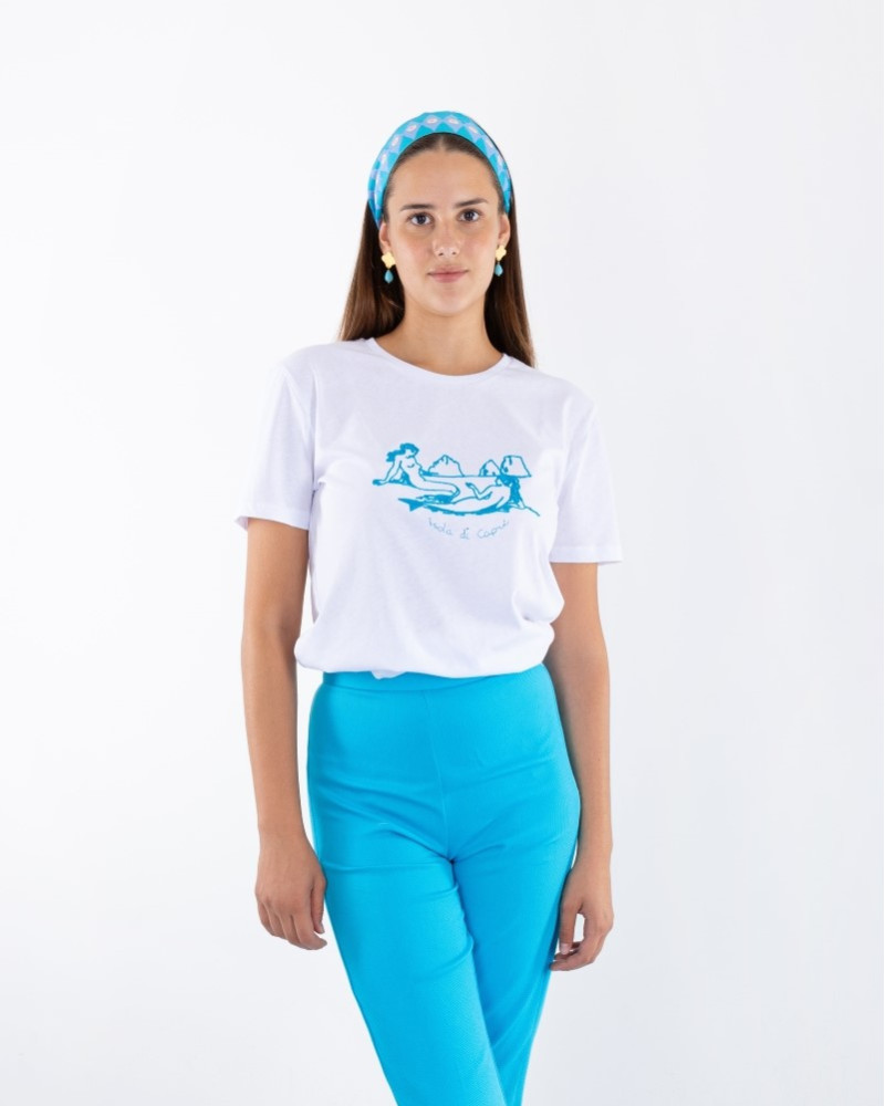 Y'am Capri Sirene di Capri embroidered T-shirt Donna