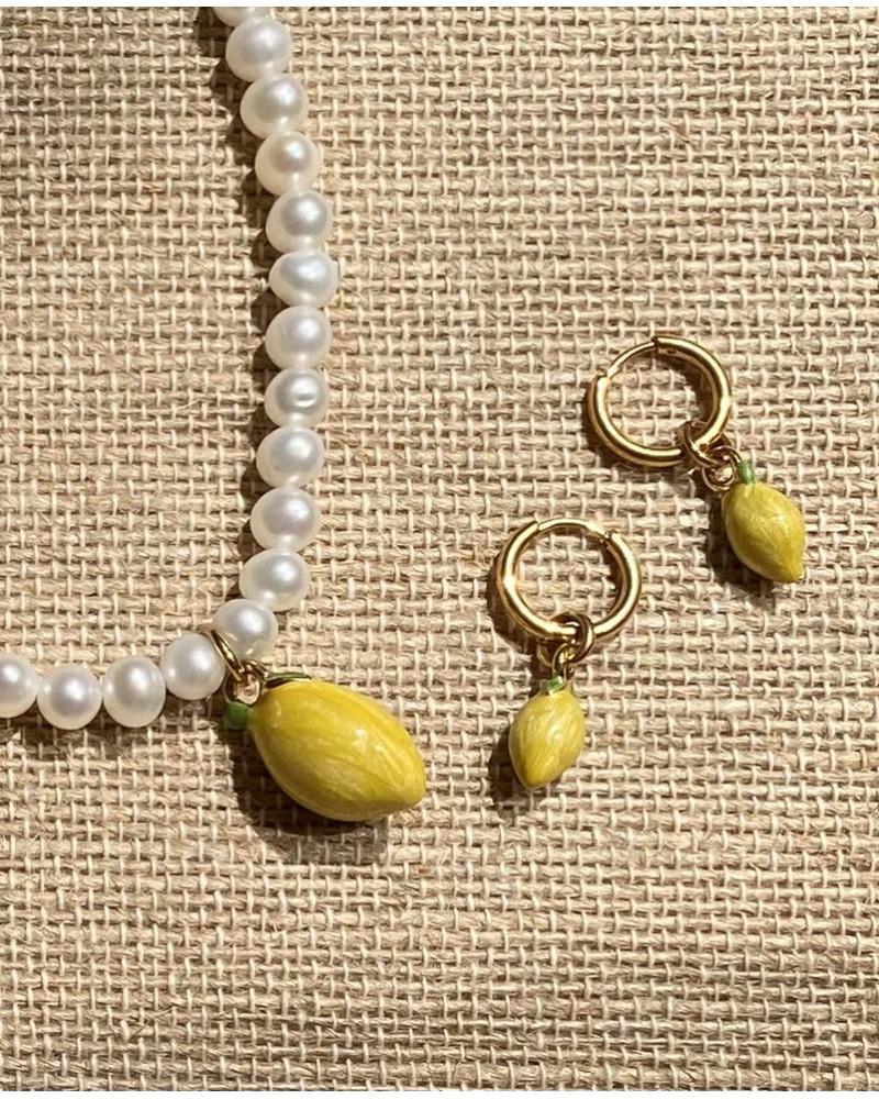 Y'am Capri Lemons hoop earrings - mini size