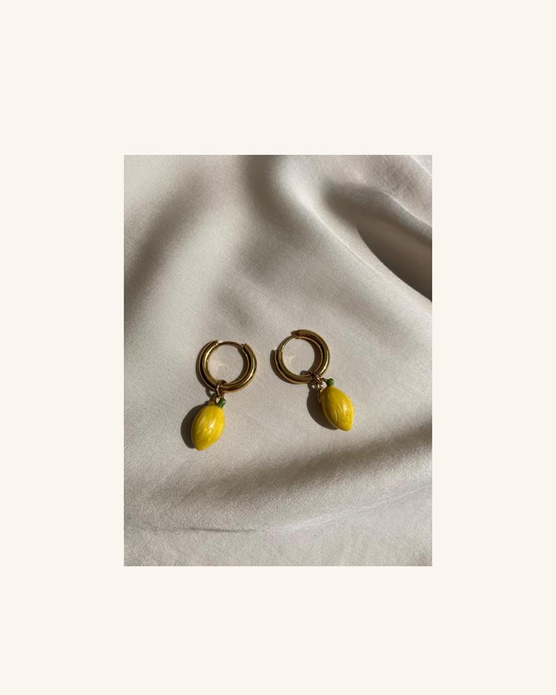 Y'am Capri Lemons Hoop Earrings - Small Size