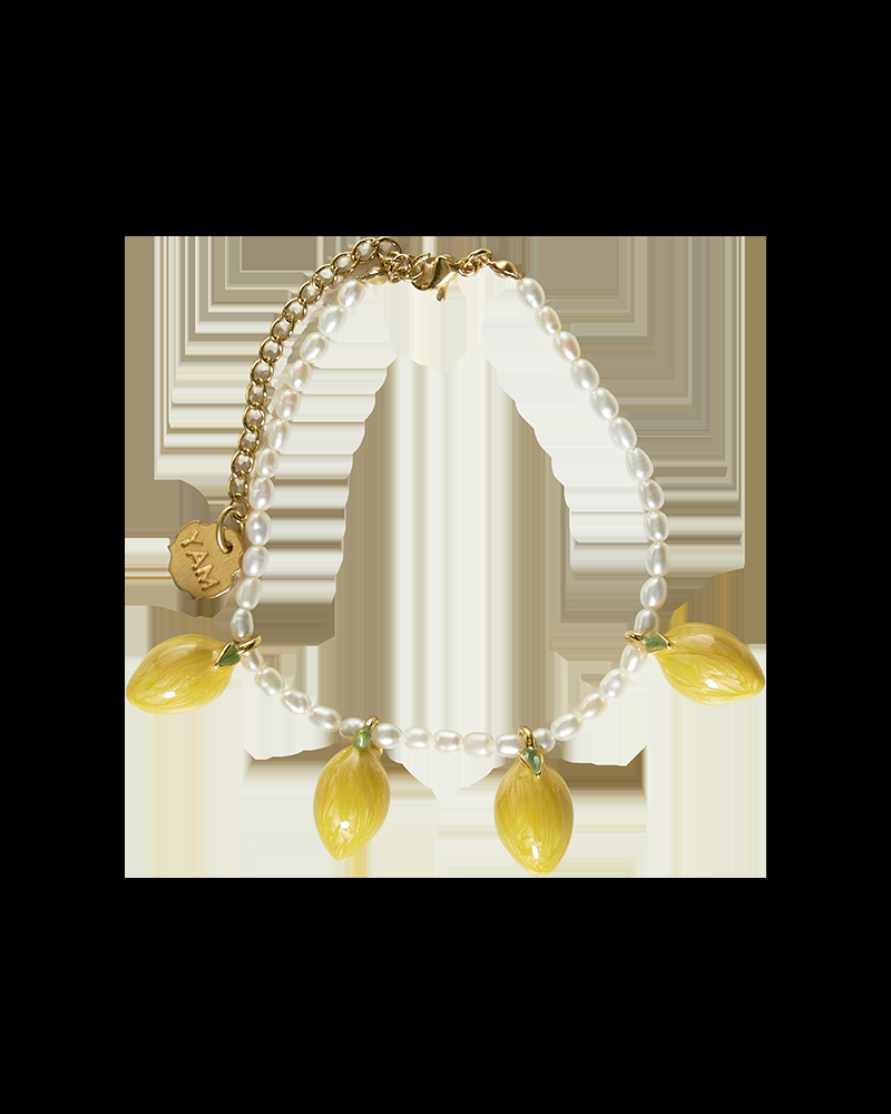 Y'am Capri Pearl bracelet with pendants lemons