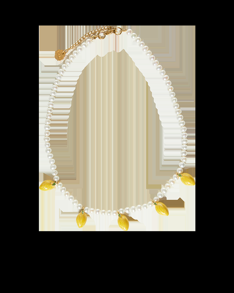 Y'am Capri Pearl necklace with pendants lemons