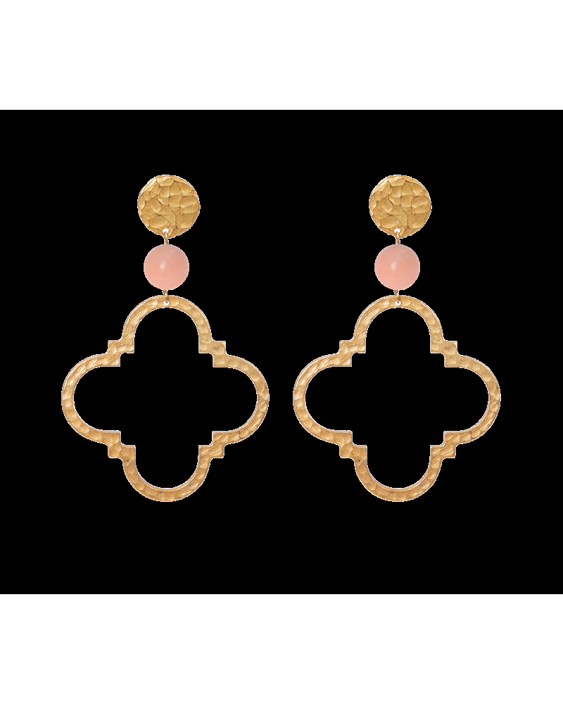 Y'am Capri Y'AM long maxi earrings with pink coral beads