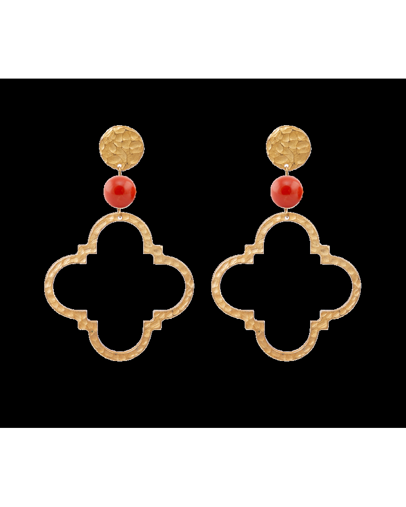 Y'am Capri Y'AM long maxi earrings with salmon coral beads