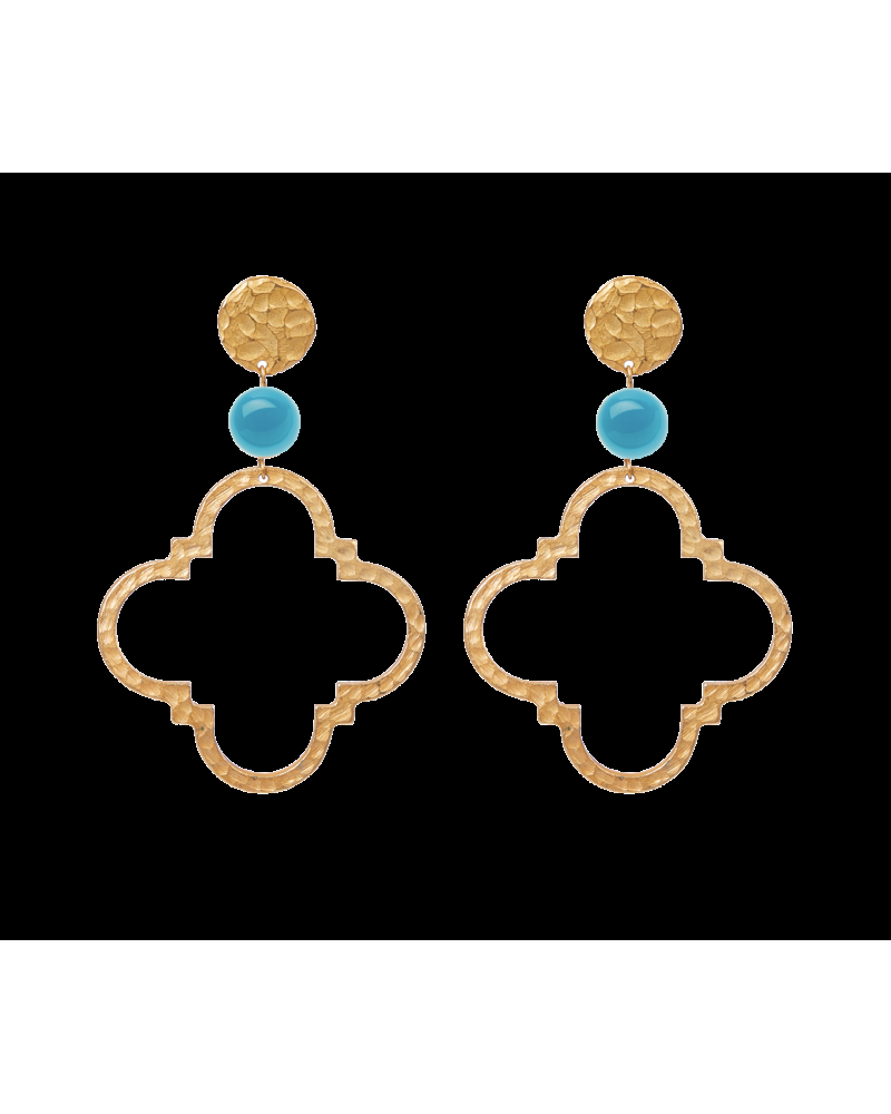 Y'am Capri Y'AM long maxi earrings with turquoise beads