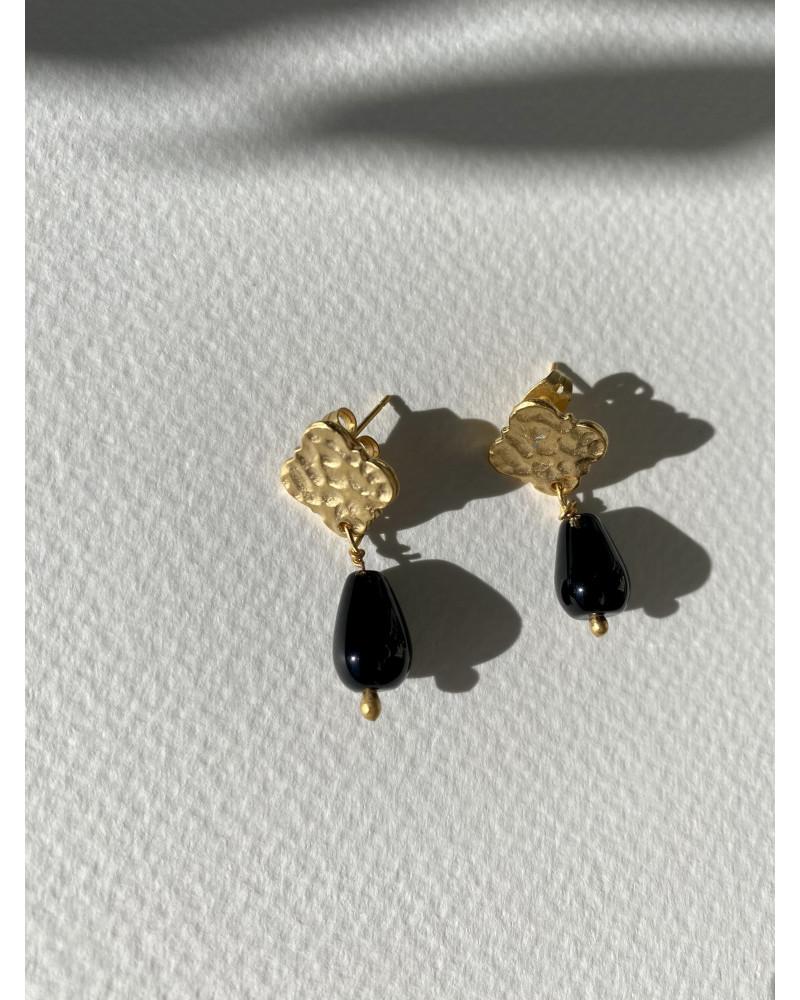 Y'am Capri Y'AM mini stud earrings with black stone