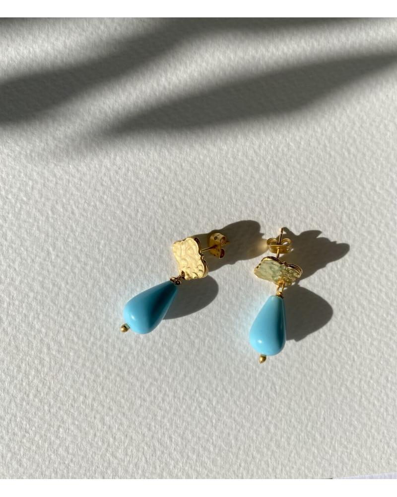 Y'am Capri Y'AM Mini Stud Earrings With Turquoise Paste