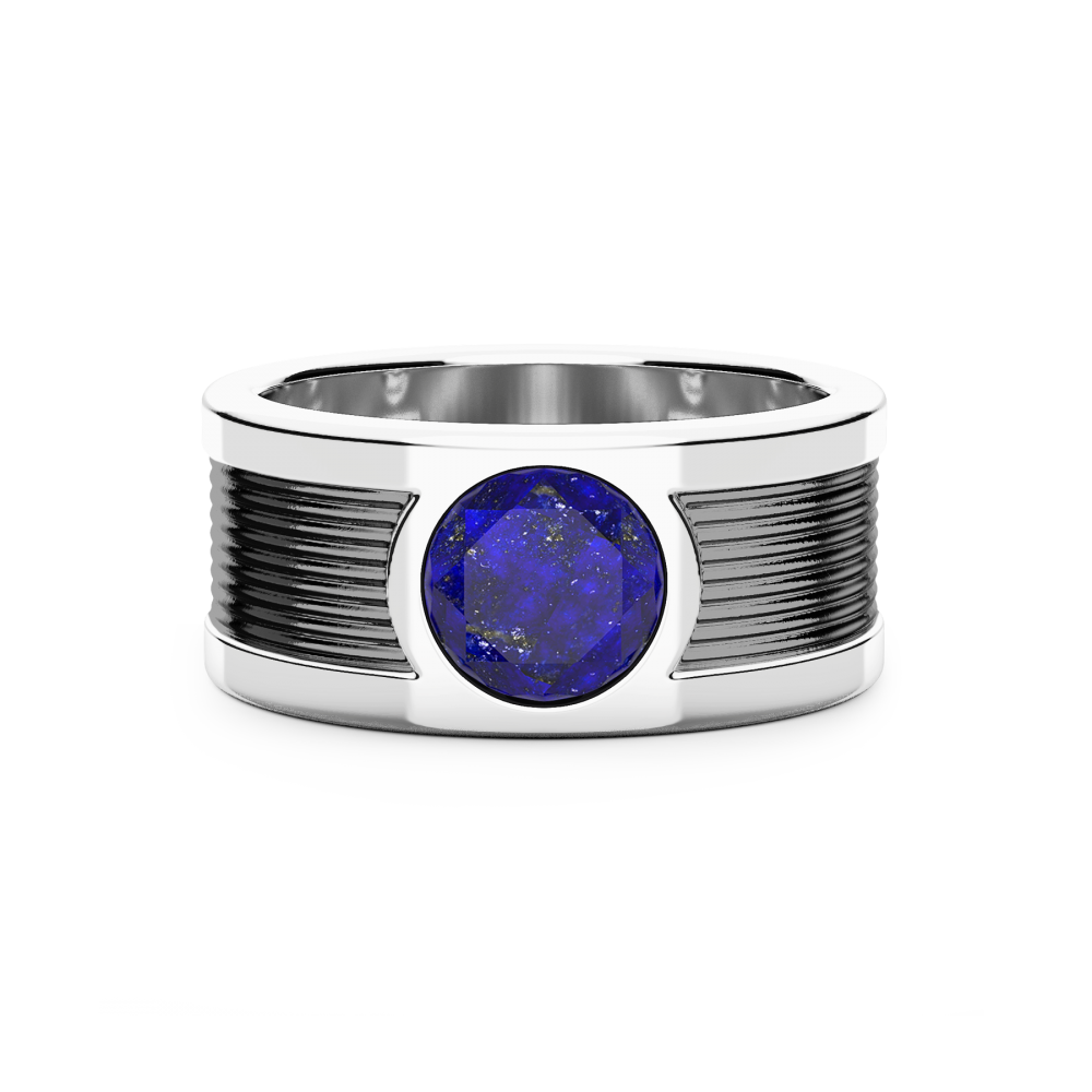 Zancan Anello a fascia Zancan in argento con pietra lapis centrale