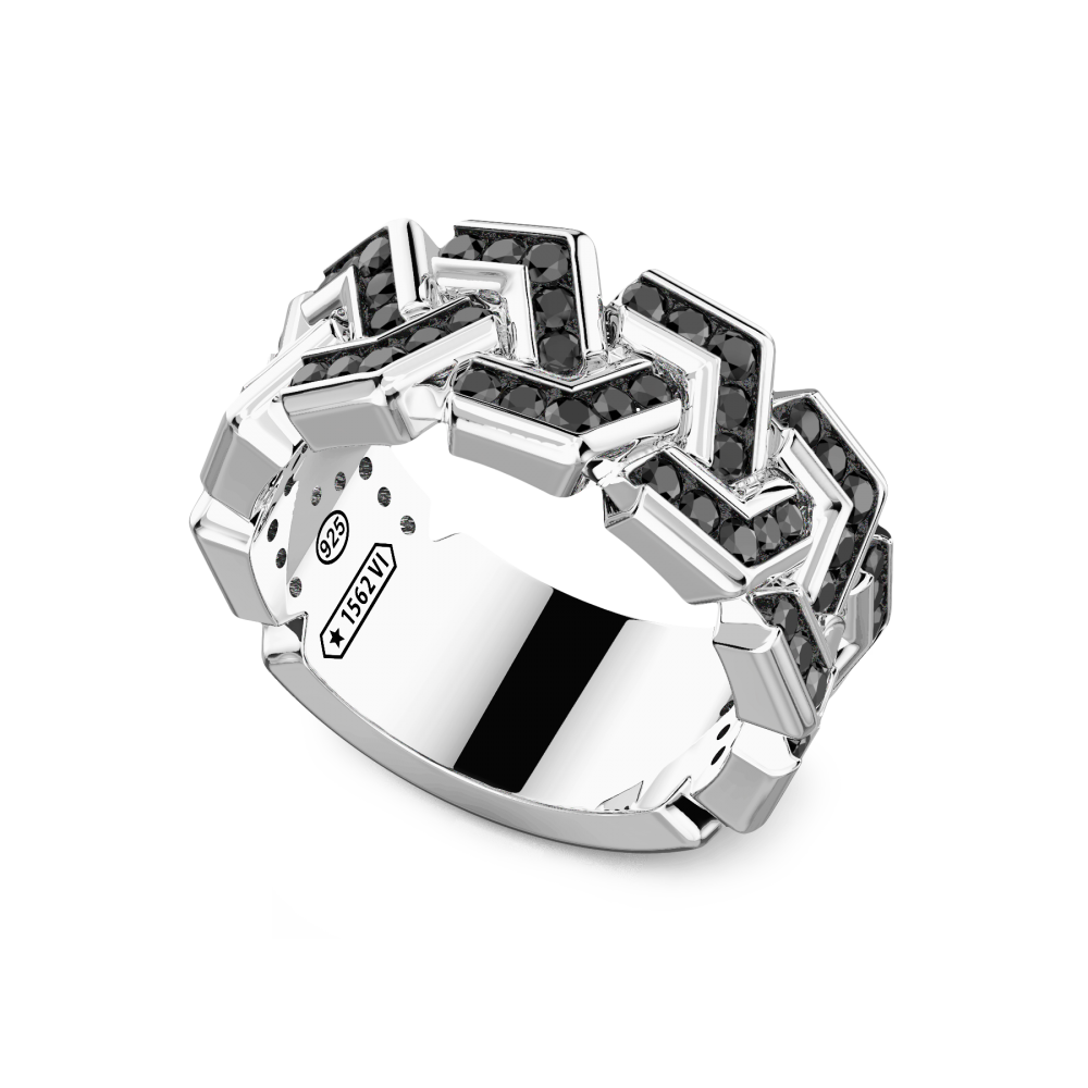 Zancan Anello A Fascia Zancan In Argento Con Pietre