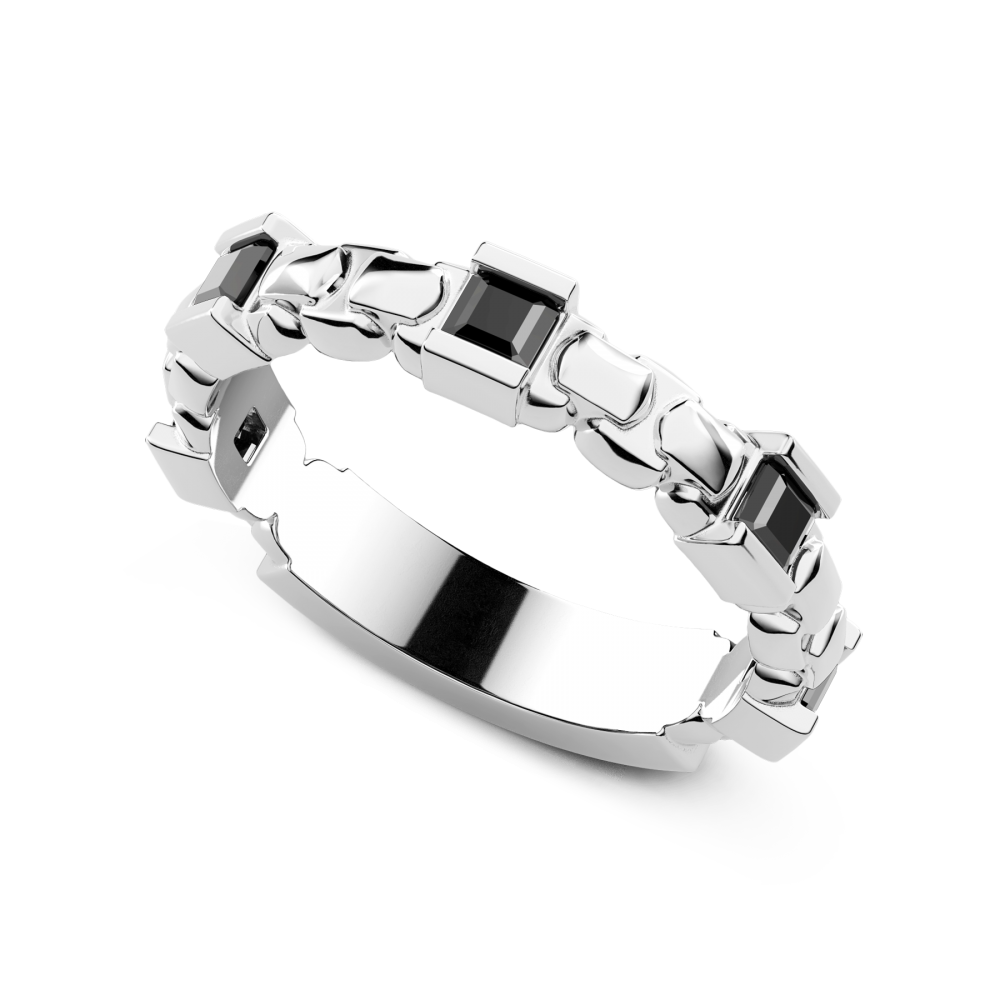 Zancan Anello A Fascia Zancan In Argento E Pietre Naturali