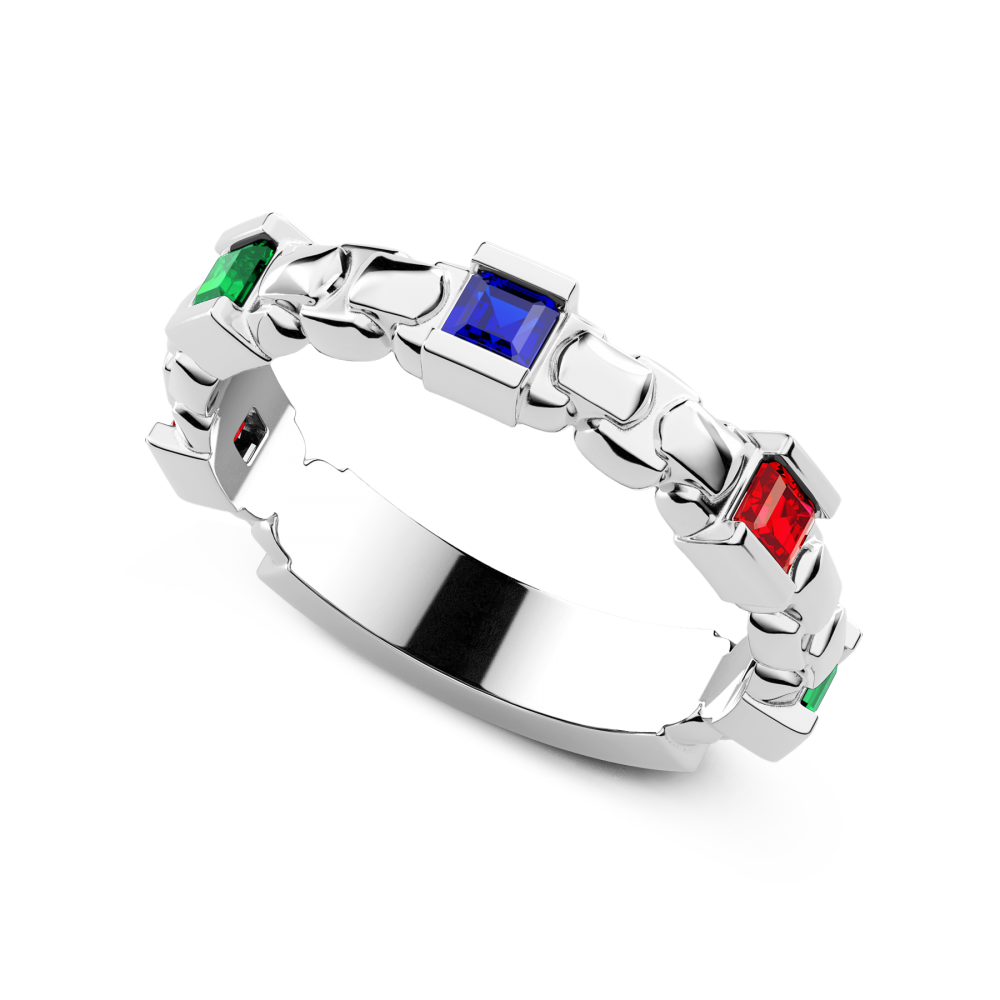 Zancan Anello A Fascia Zancan In Argento E Pietre Naturali