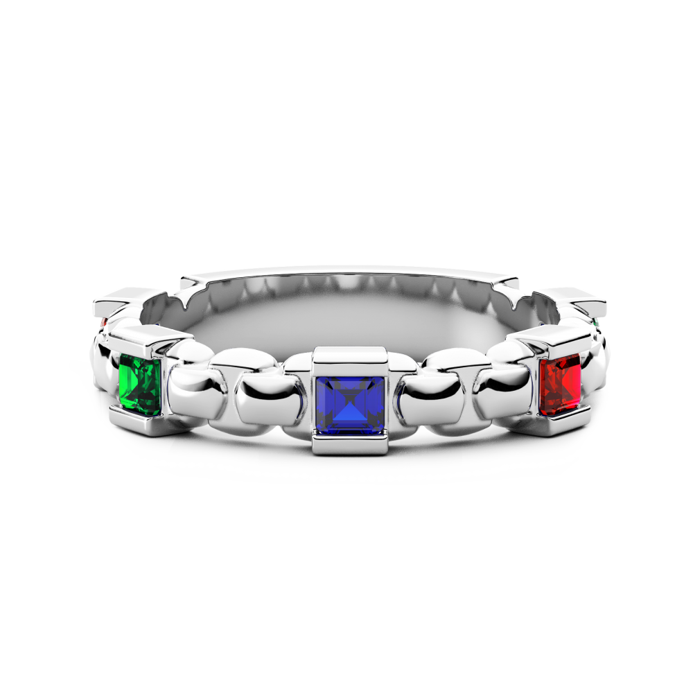 Zancan Anello a fascia Zancan in argento e pietre naturali