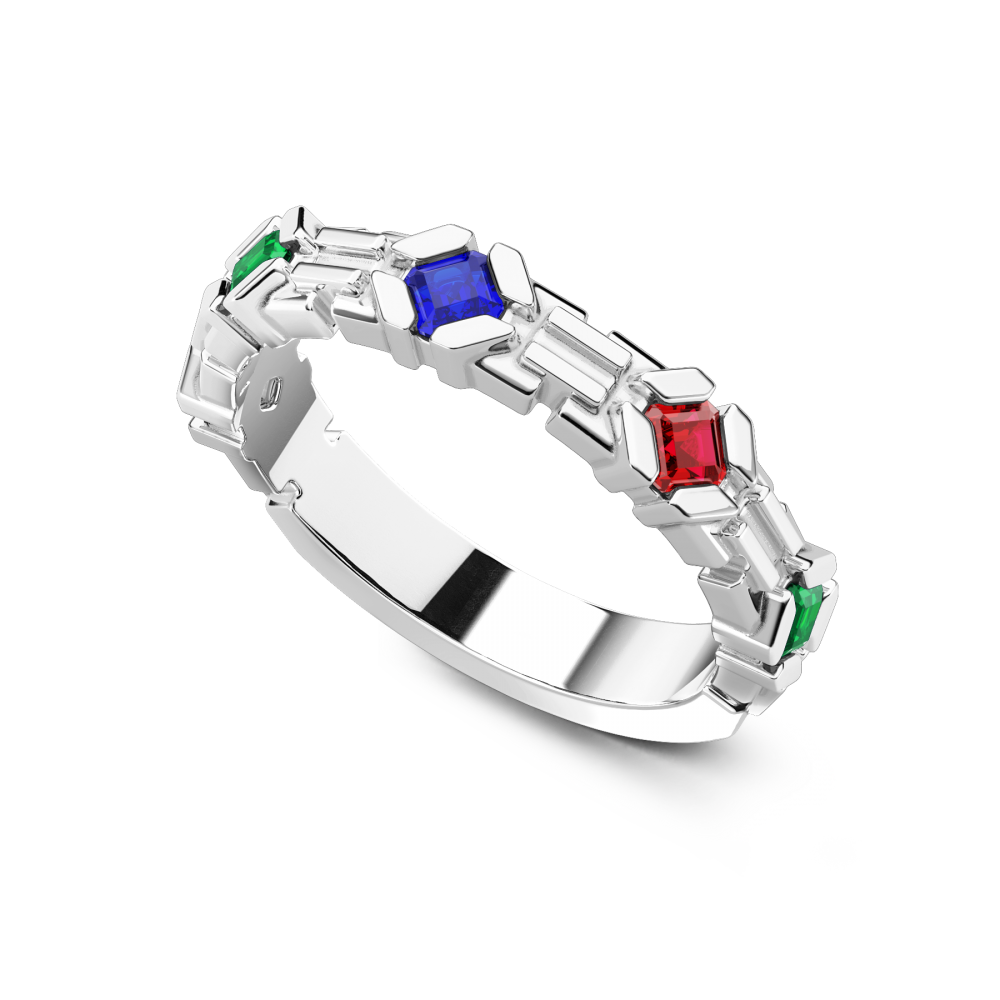 Zancan Anello A Fascia Zancan In Argento E Pietre Naturali