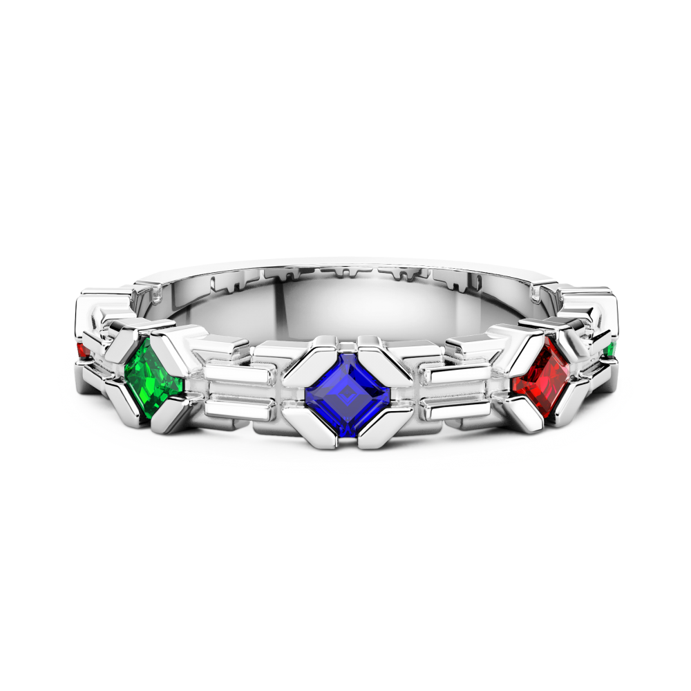 Zancan Anello a fascia Zancan in argento e pietre naturali