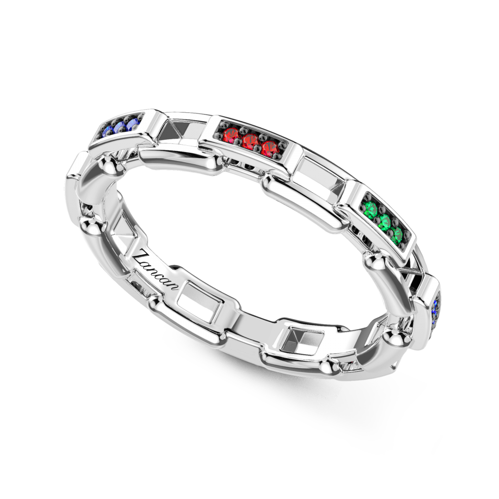 Zancan Anello A Fascia Zancan In Argento E Pietre Naturali