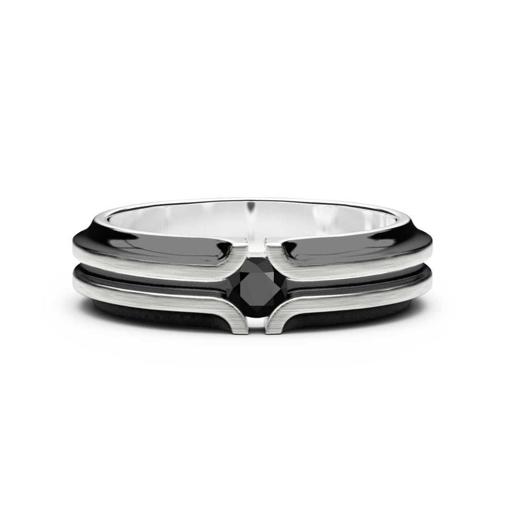 Zancan Anello a fede in argneto Zanan con pietra nera