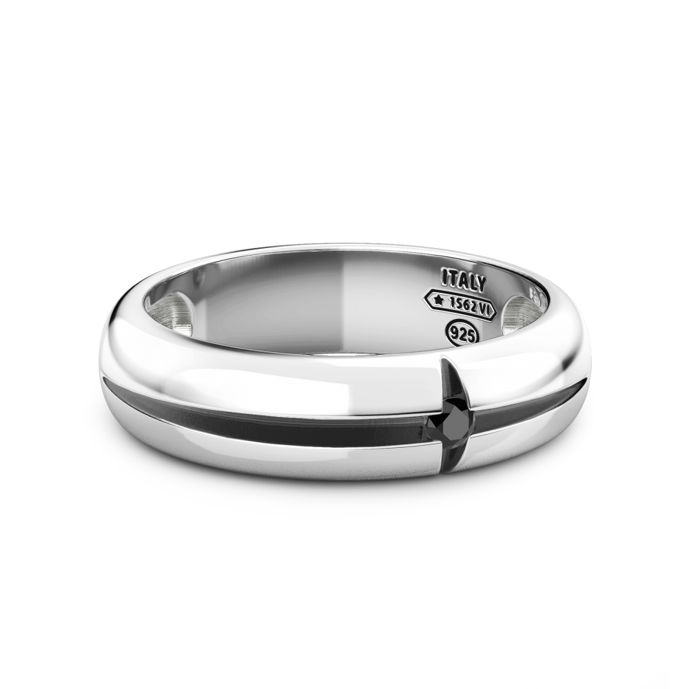 Zancan Anello a fede Zancan in argento con pietra nera