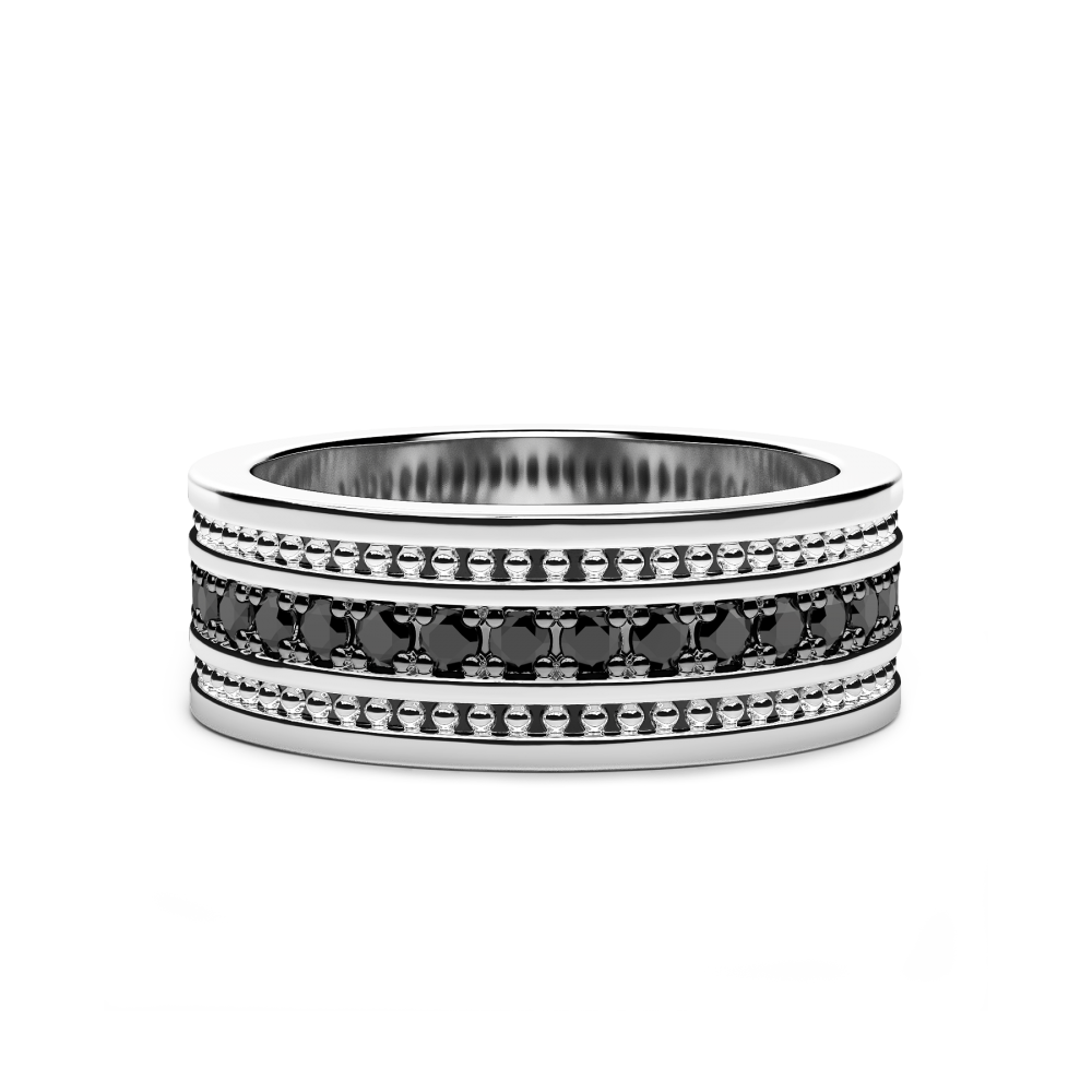 Zancan Anello a fede Zancan in argento con pietre nere