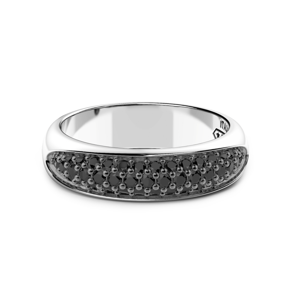 Zancan Anello a fede Zancan in argento con pietre nere