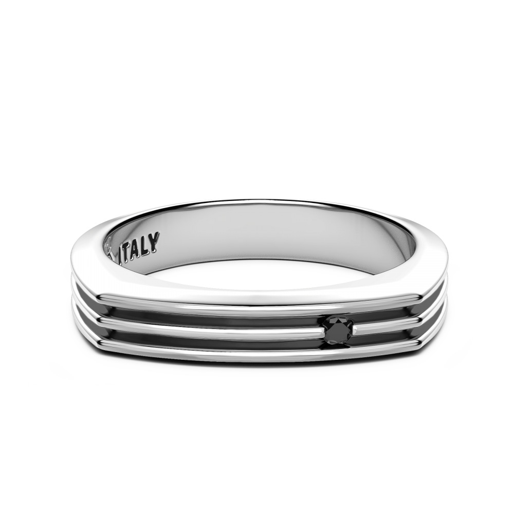 Zancan Anello a fede Zancan in argento con pietre nere