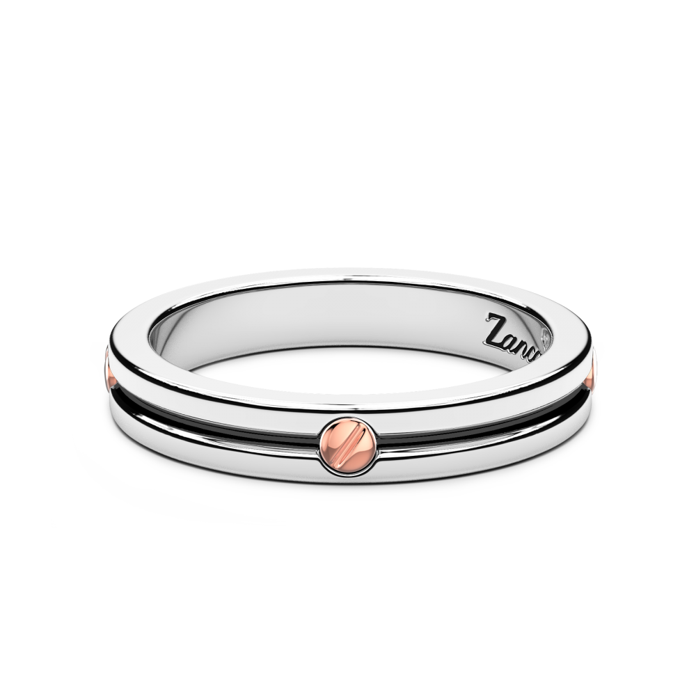 Zancan Anello a fede Zancan in argento con vite in oro rosa