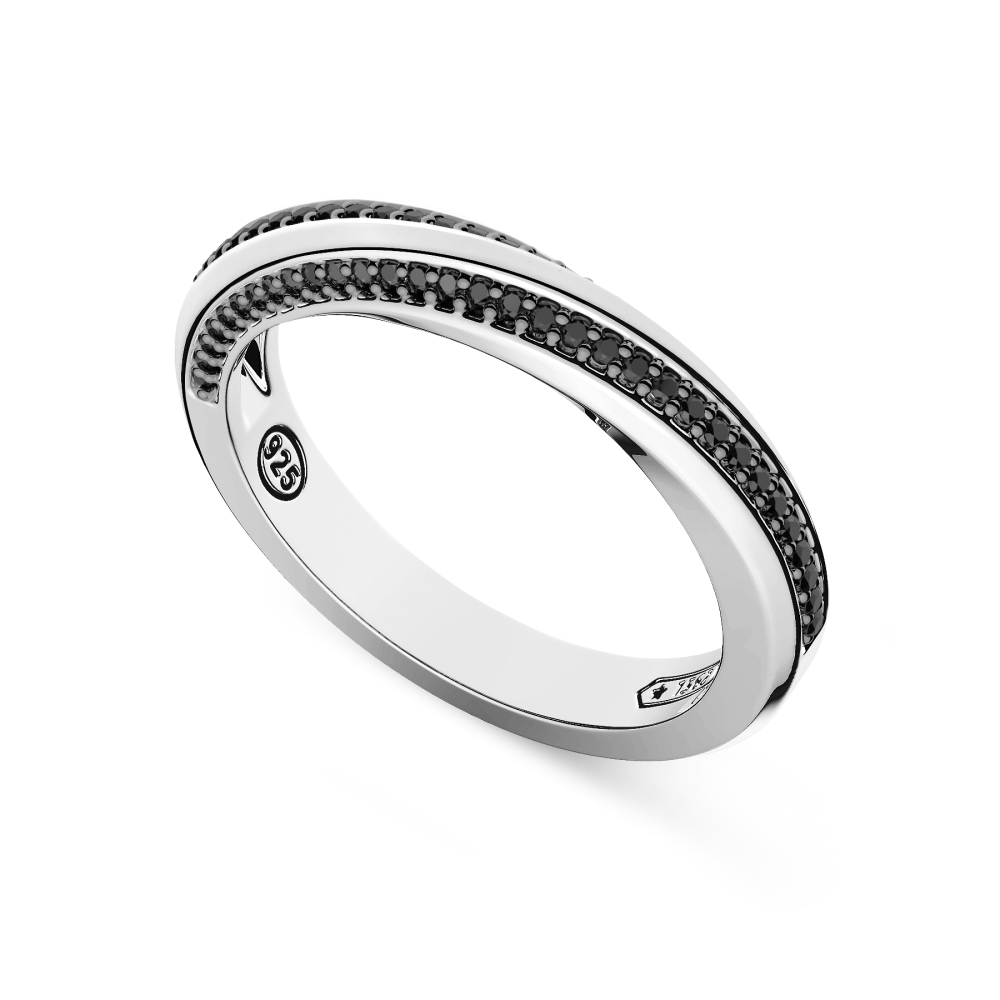 Zancan Anello A Fede Zancan In Argento E Pietre Nere