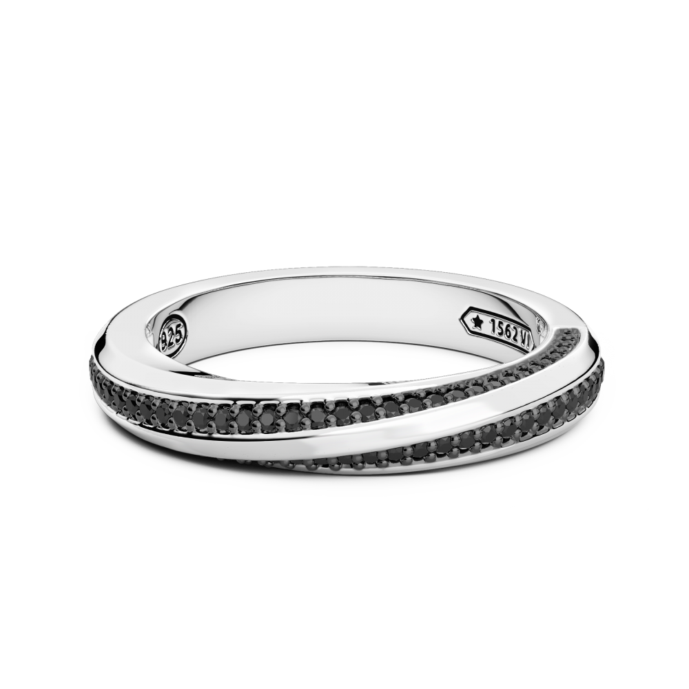 Zancan Anello a fede Zancan in argento e pietre nere