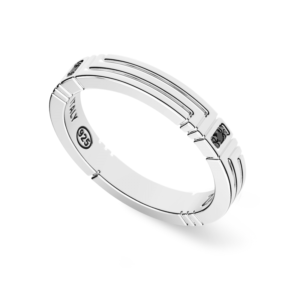 Zancan Anello A Fede Zancan In Argento E Pietre Nere