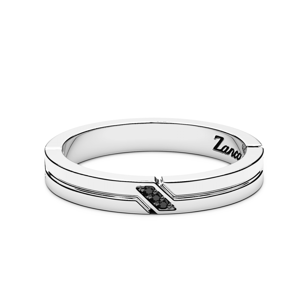 Zancan Anello a fede Zancan in argento e pietre nere