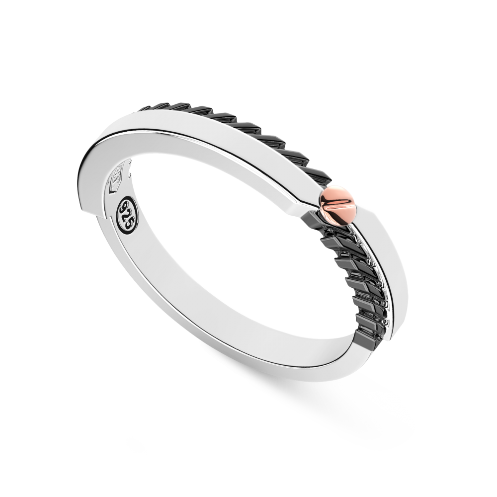 Zancan Anello A Fede Zancan In Argento E Vite In Oro Rosa