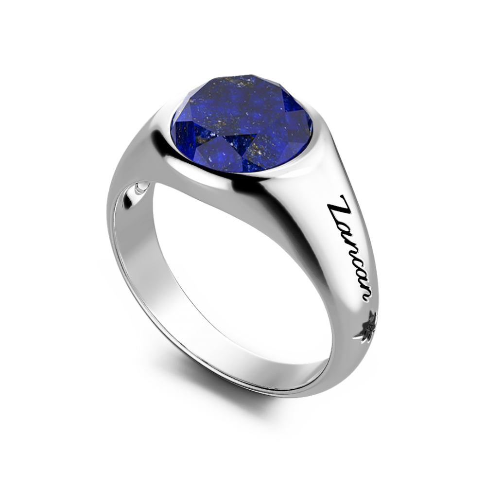 Zancan Anello Chavlier Zancan In Argento Rotondo Con Pietra Lapis