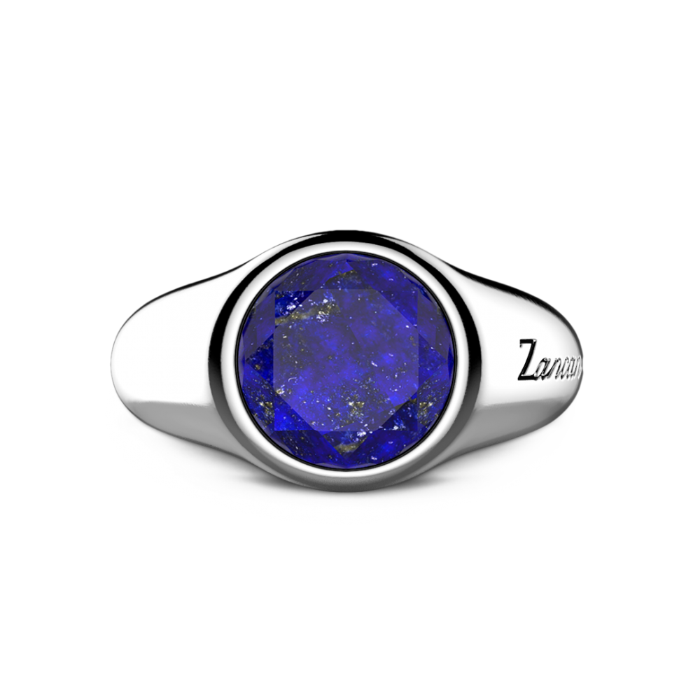 Zancan Anello chavlier Zancan in argento rotondo con pietra lapis