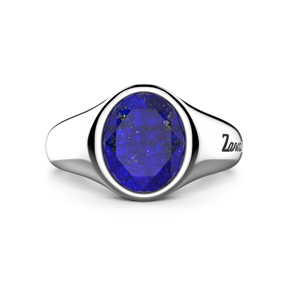 Zancan Anello chavlier Zancan in argento rotondo con pietra lapis