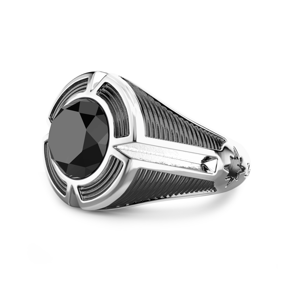 Zancan Anello Chevalier Zancan In Argento Con Pietra Onice Centrale