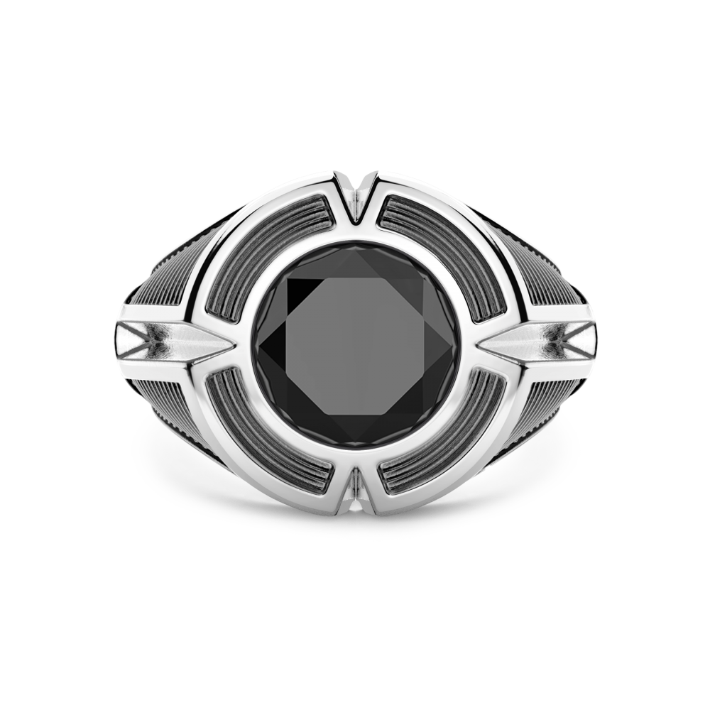 Zancan Anello chevalier Zancan in argento con pietra onice centrale