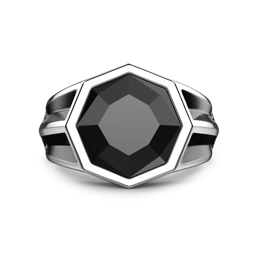 Zancan Anello chevalier Zancan in argento con pietra onice