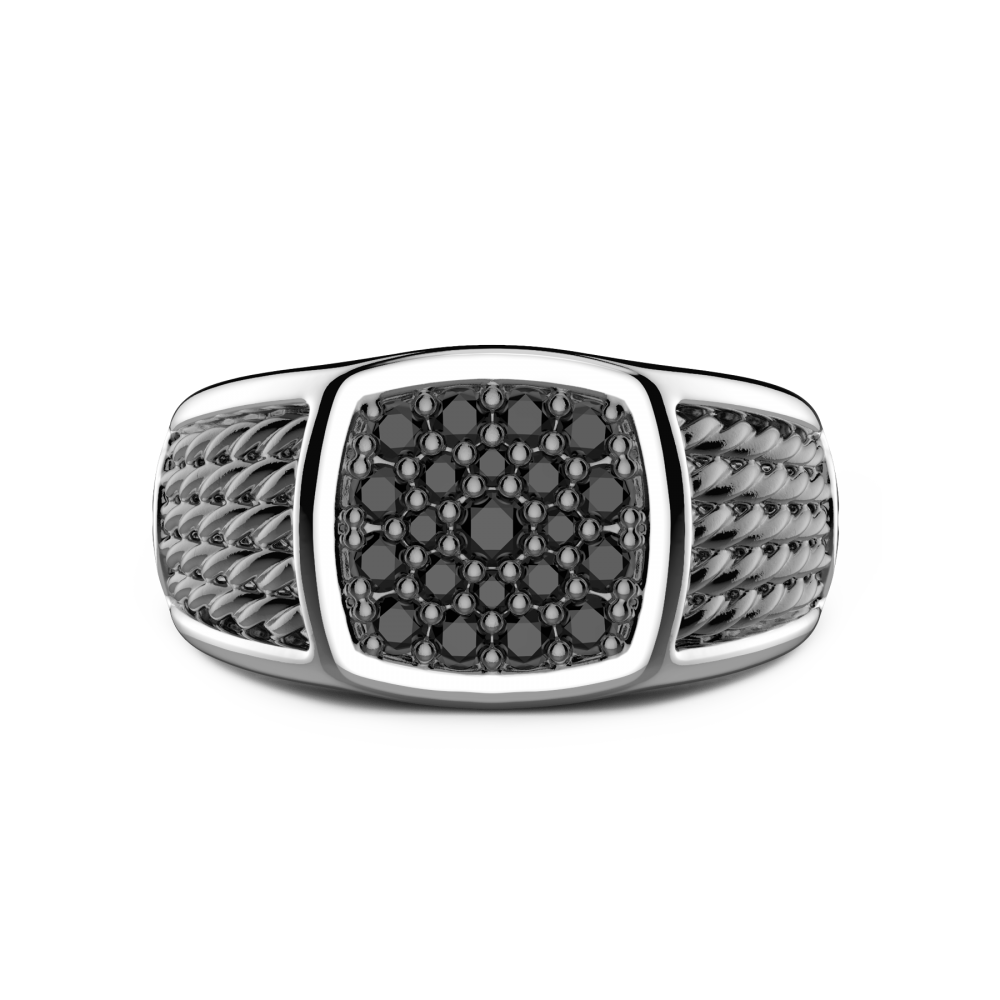 Zancan Anello chevalier Zancan in argento con pietre nere