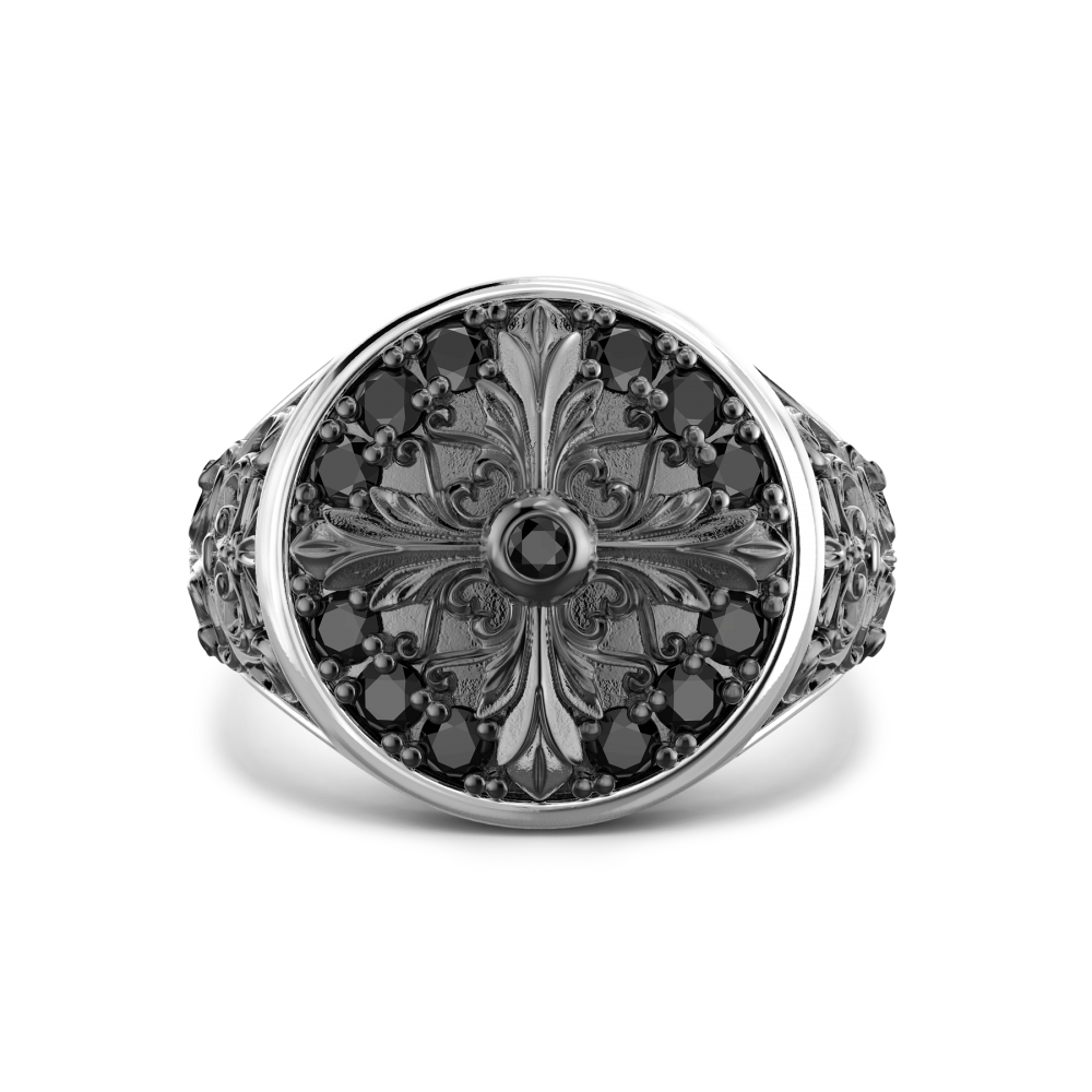 Zancan Anello chevalier Zancan in argento e pietre nere