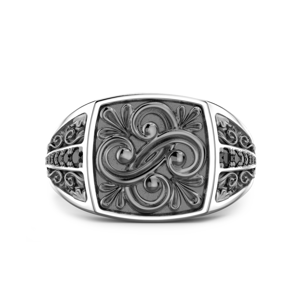 Zancan Anello chevalier Zancan in argento e pietre nere