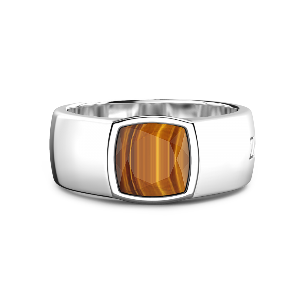 Zancan Anello in argento con pietra occhio di tigre