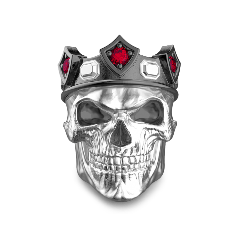 Zancan Anello Teschio Re Zancan In Argento Con Pietre Nere