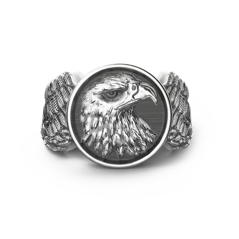 Zancan Anello Zancan aquila in argento con finitura vintage