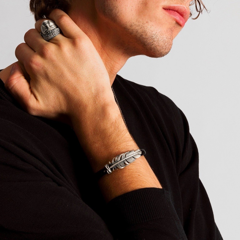 Zancan Anello Zancan Buddha In Argento Con Finitura Vintage