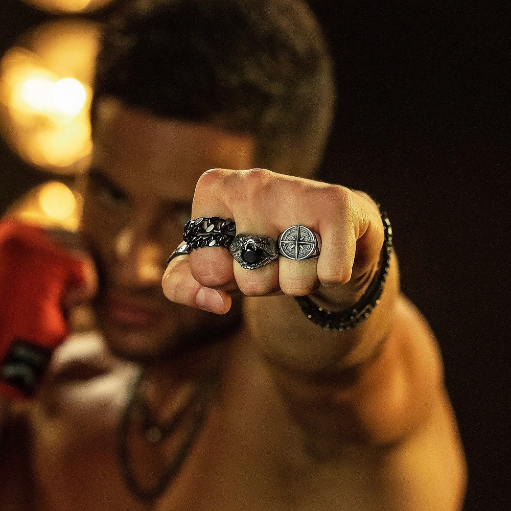 Zancan Anello Zancan Cobra In Argento Con Finitura Vintage