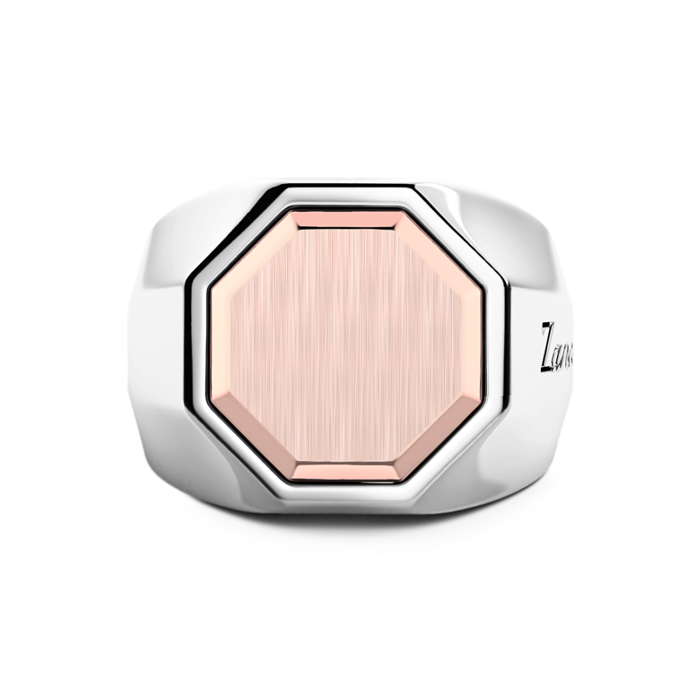 Zancan Anello Zancan esagonale in argento e oro rosa