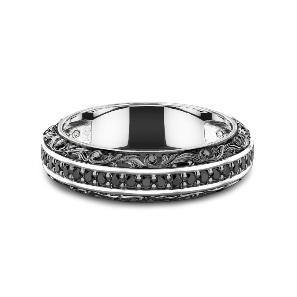 Zancan Anello Zancan in argento a fede con pietre nere