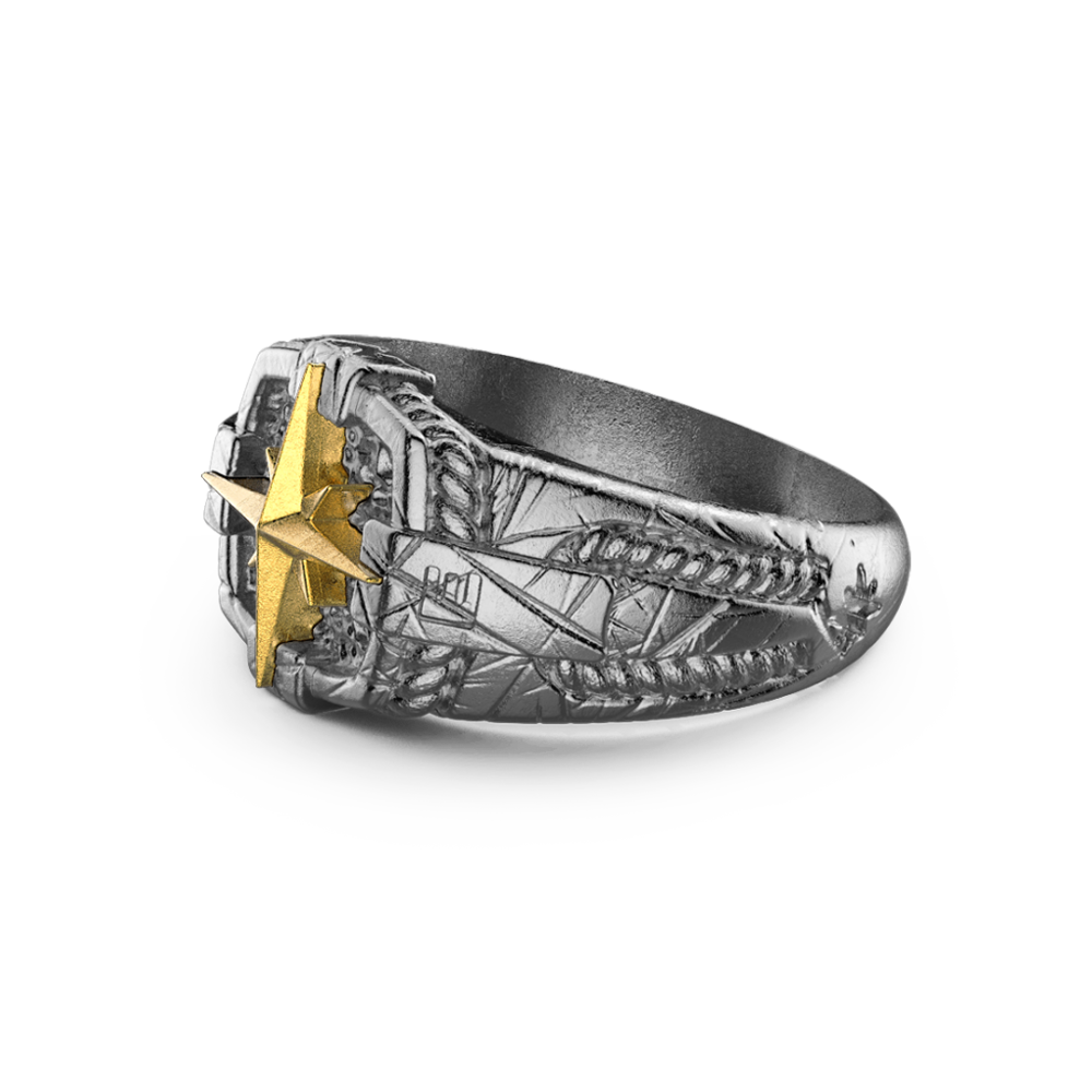 Zancan Anello Zancan In Argento Brunito Con Rosa Dei Venti