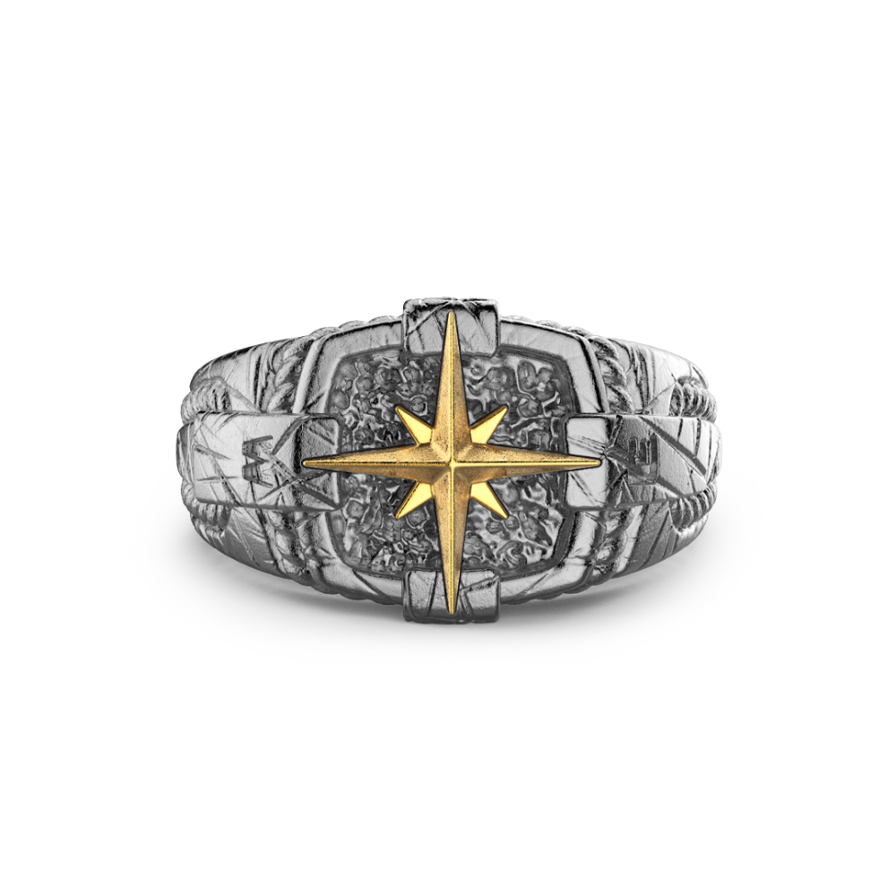 Zancan Anello Zancan in argento brunito con rosa dei venti